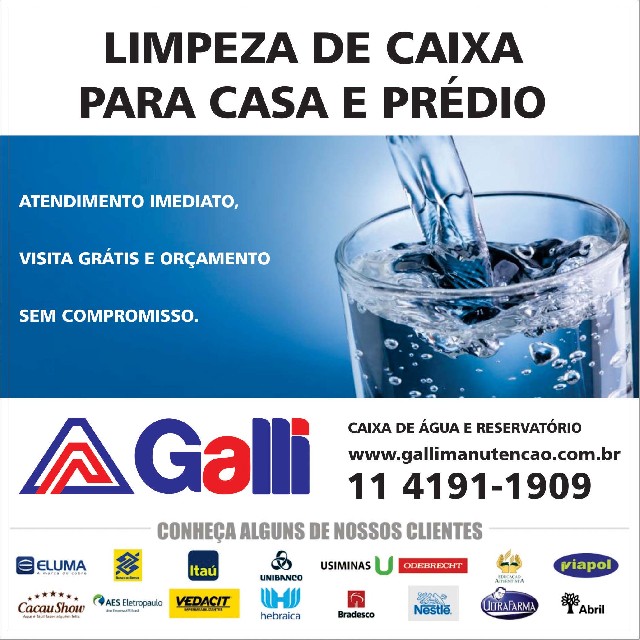 Serviços galli limpeza de caixa pra casa e prédio